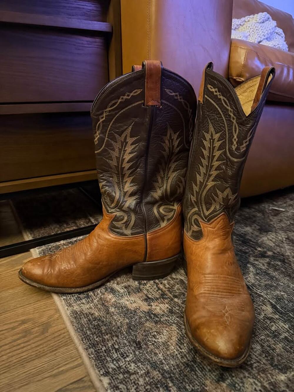 Vintage Tony Lama 6532 Brown Leather Western Cowboy boots 9.5D